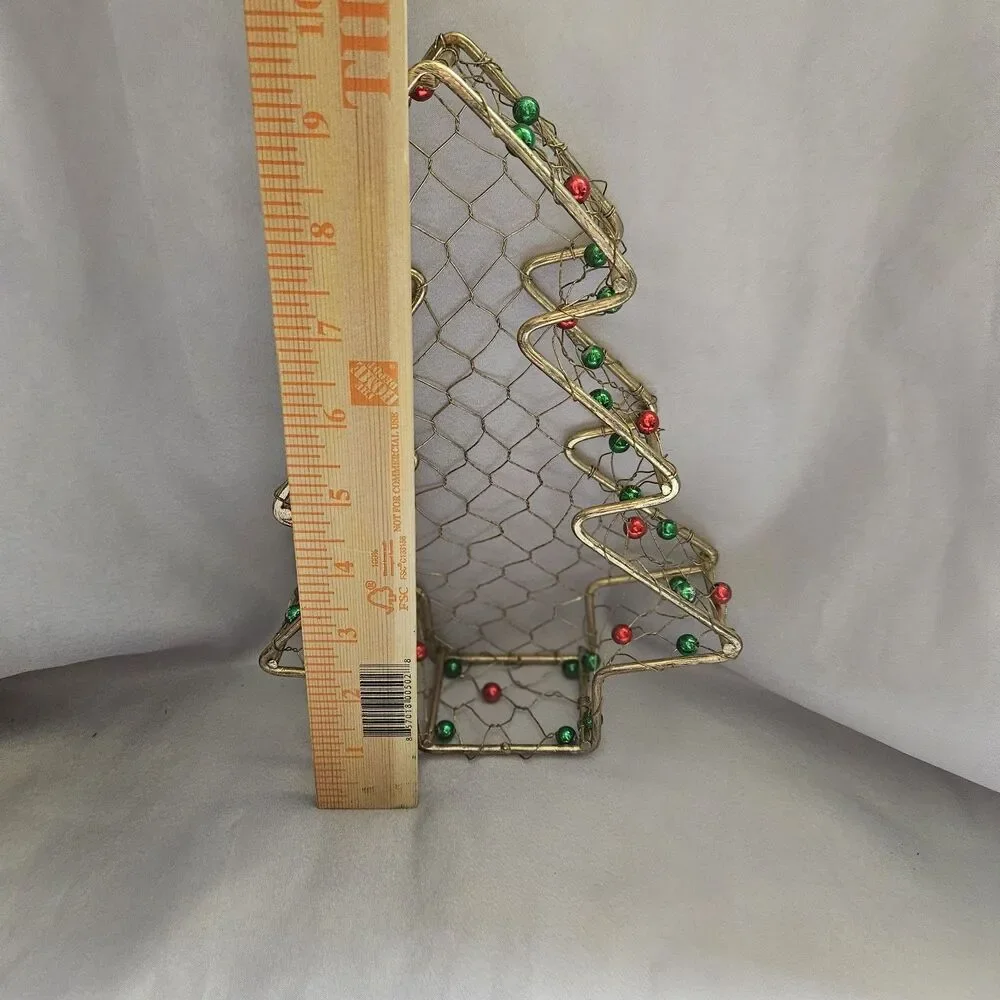 Nesting Metal Christmas Tree Shaped Decor Wire Basket Set of 3